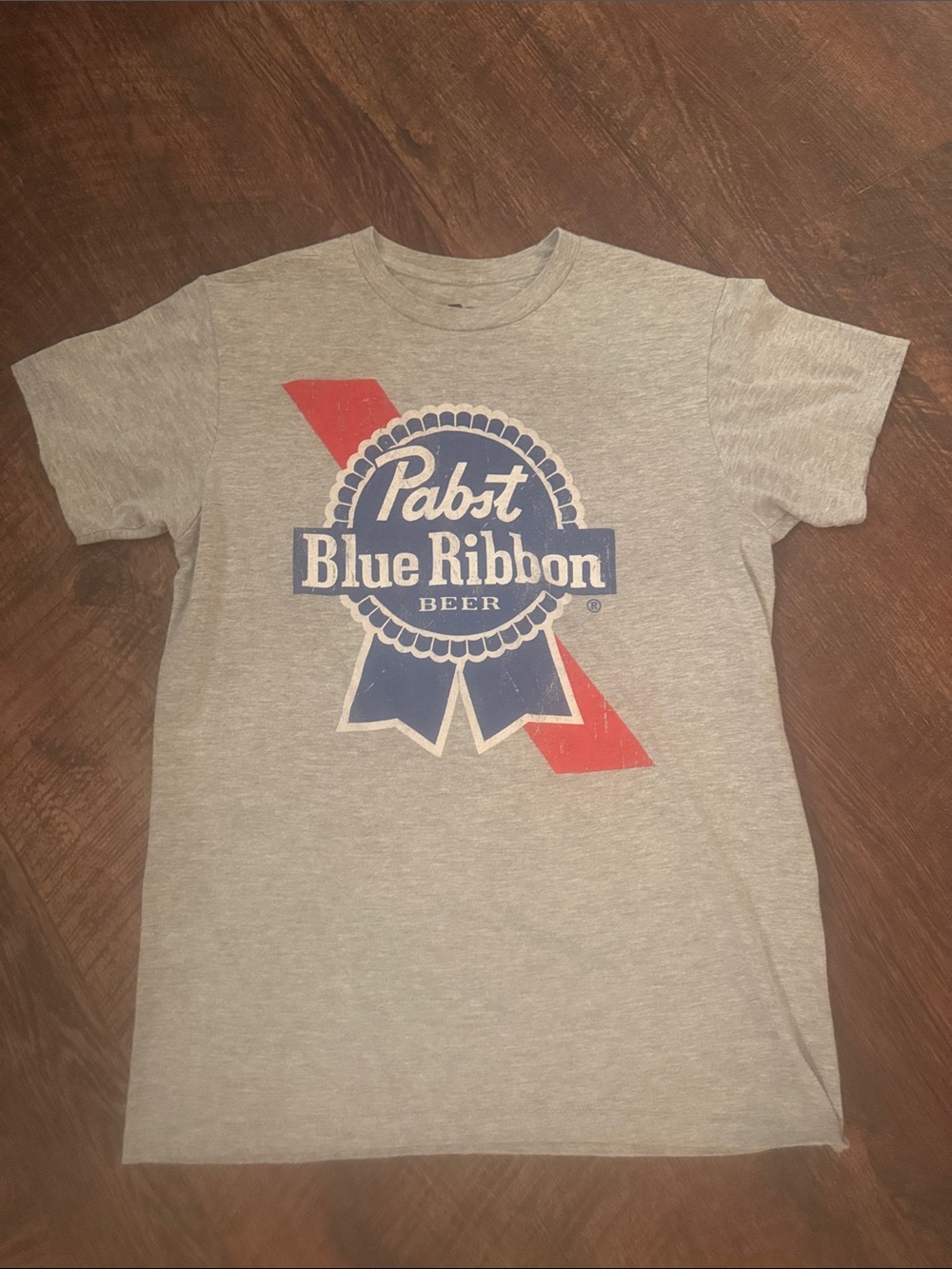 Pabst Blue Ribbon Logo Short Sleeve Tee - Gray